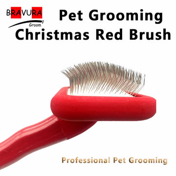 Pet Grooming Christmas Red Brush Cat Dog Brush Comb Shedding Hair Remover pet groomer pet hair pet race Stainless Steel Supplies