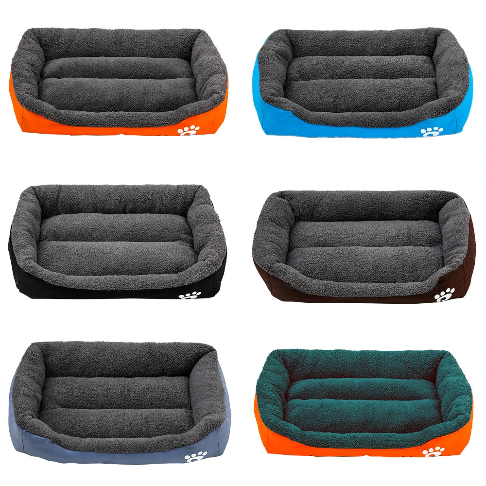 XS-XXL Dog Bed for Small Medium Large Dogs Warming Washable Rectangle Pet Beds Waterproof Bottom Soft Fleece Sofa House Colorful