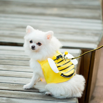 Dog Harness Vest With Leash Cute Bee Cartoon Vest For Small Medium Dogs Cats Chest Collar Chihuahua Schnauzer Teddy Pet Supplies