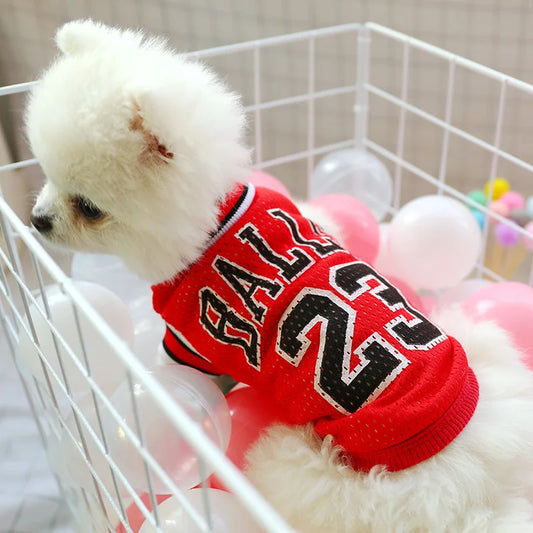 Basketball Uniform Pet Clothes Summer Black Red Mesh No. 23 Cheap Sports Puppies Dogs Vest Supplies For Chihuahua Dachshund Pugs