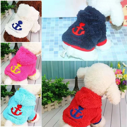 Anchor Fleece Dog Hoodies Winter Dog Clothes For Small Dogs Chihuahua Sweater Coat French Bulldog Puppy Costume Pet Accessories