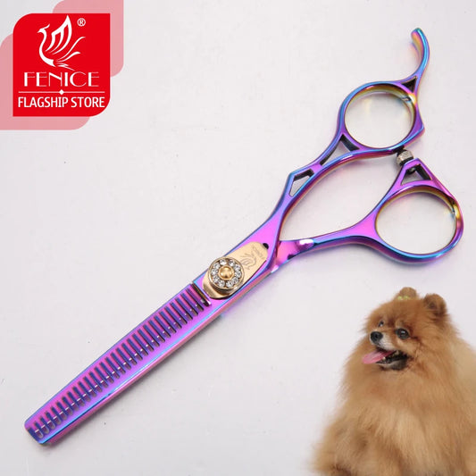 Fenice Japanese High-end 6.0 inch Purple Pet Grooming Thinning Scissors for Dog Grooming Shears thinning rate 25%-30%