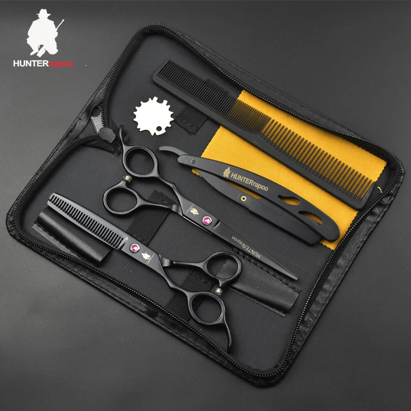 HT9142 Stainless Steel Barber Scissors For Haircut Left Handed Thinning Shears 6" inch Hair Cutting Clipper Set Pet Grooming