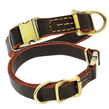 High-End Adjustable Cowhide Pet Dog Collars Supplies，Leash For Medium,Large Dogs Golden Retrievers, Sheepdogs, And Labradors