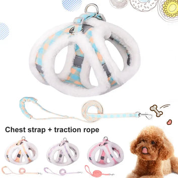 Breathable 2Pcs/Set Premium Pet Chest Strap Leash Set Anti-pull Pet Dogs Harness Non-pilling   for Small Medium Dogs