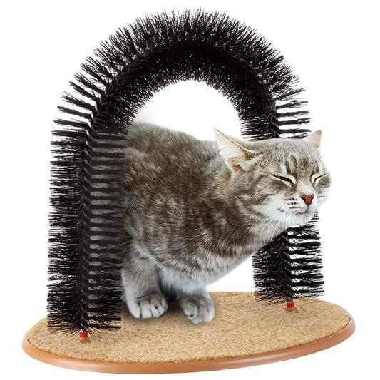 Comfortable Arch Cats Massager Pet Cat Itching Grooming Supplies Round Fleece Base Kitten Toy Scratching Device Brush for Pets