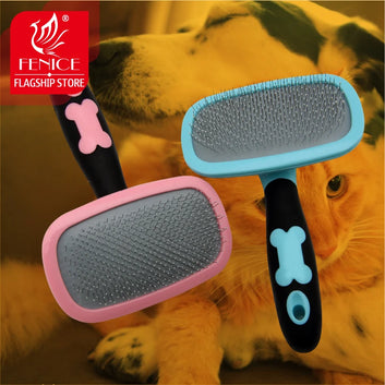 High quality pet grooming comb  soft thin pin massaging beauty 360 degree rotaton anti-slip handle