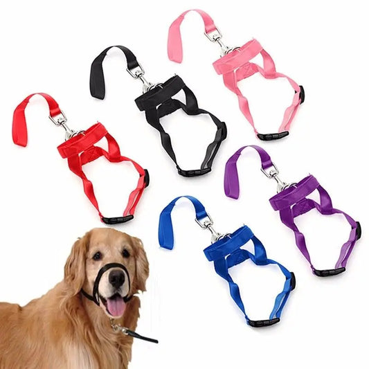 Durable Pet Dog Nylon Head Collar Gentle Halter Leash Leader No Pull Bite Straps Pet Training Leash for Small Meidum Large Dog