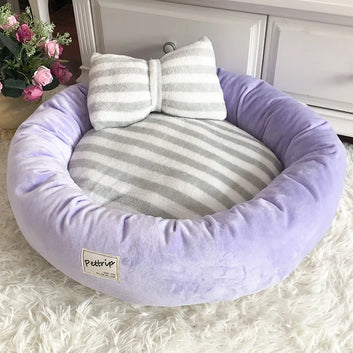 Pet Dog Bed Mats Round Puppy Pads Winter Warm Velvet Soft Lounger Sofa for Kitten Puppy Cat Litter Nest Kennel With Pillow