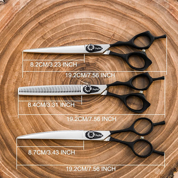 Professional dog grooming scissors 7 INCH Dog hair thinning shears 40 fish Antler teeth Pet Curved Scissors Kingbird NEW