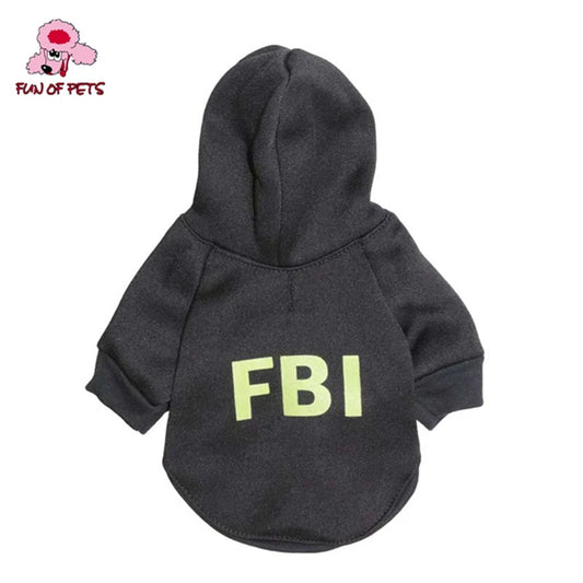 New Fashion Autumn&winter Cool Fluorescent Fbi Pattern Fleece Dogs Clothes With Hoodie For Pets Dogs Clothing