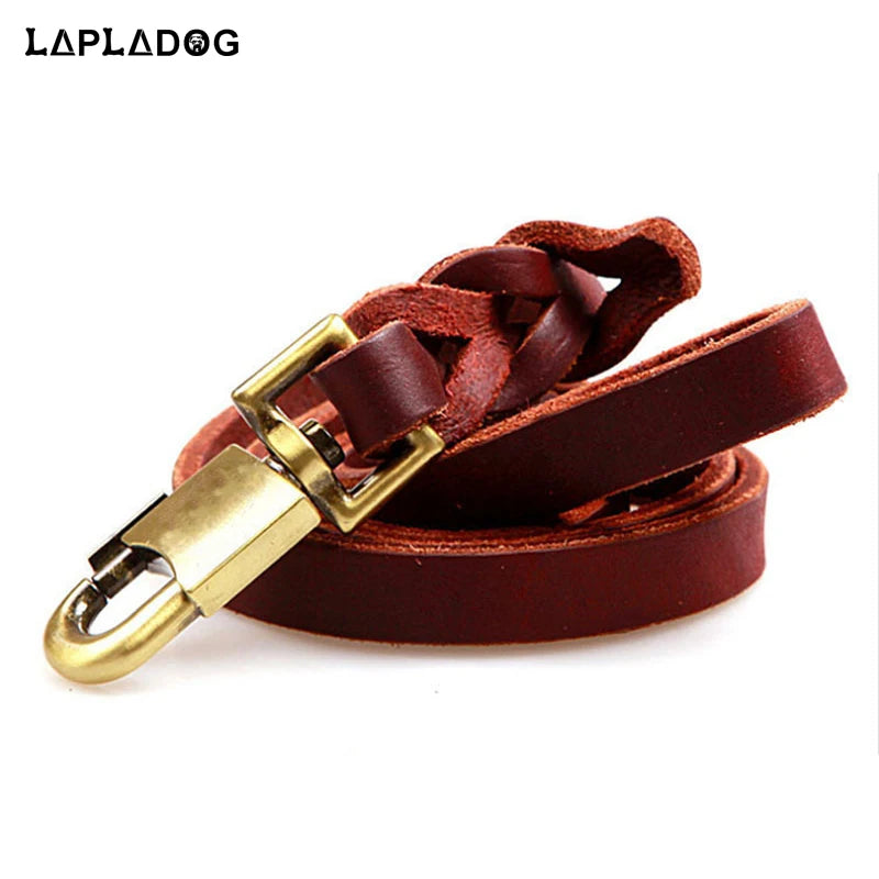 High Quality width 2cm Leather big dog harness Retro Bronze Interface small pet dog leash Strong dog accessories Rope ZL224