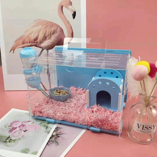 Hamster House Acrylic Transparent Guinea Pig Cage Oversized Villa Double Nest Small Pet Supplies Package Valentine's Day Gift