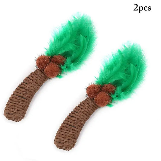 Legendog 2Pcs/Set Cat Scratch Toys Creative Palm Tree Pineapple Shape Cat Toys Cat Feather Decor Toy Pet Supplies Cat Favors