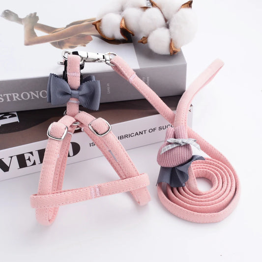 Luxury Cute Rabbit Dog Harnesses And Leashes Set Small Medium Cat Pet Lead Collar Out Comfort French Bulldog Terrier Yorkshire