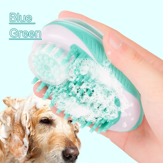 Dogs Cats 2 in 1 Bath Cleaning Brush Shampoo Dispenser Pet Grooming Massage Brush