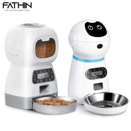 FATHIN 3.5L Automatic Pet Feeder Smart Food Dispenser For Cats Dogs Timer Stainless Steel Bowl Auto Dog Cat Pet Feeding