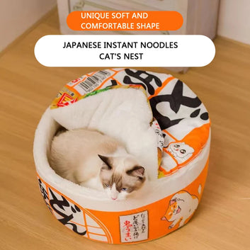 New Cute Pet Dog Cat House Kennel Super Large Instant Noodle Warm Dog Cat Nest Beds Cushion Udon Cup Noodle Pet Bed Cozy Nest