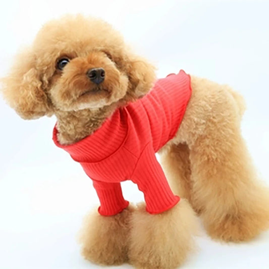 Pet Base Shirt Teddy Cat Bixiong Bomei Schnauzer Small Dog Clothes High Neck Stretch Sweater Fungus Hemming