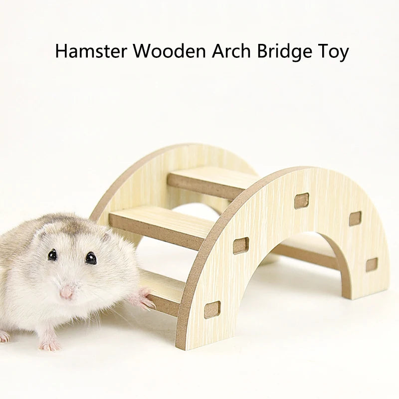 1pc Functional Wooden Hamster Arch Bridge Toys Hiding Climbing Ladder Small Pet Products Hamster Cage Golden Bear Toy Supplies