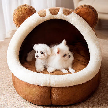 Pet Bed Self-Warming Puppy House Cozy Cat Sleeping Tent Cave Beds Indoor Kitten Nest Kennel Hut for Small Medium Dog Cats