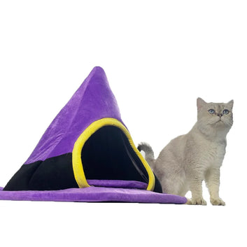 Halloween Witch Hat Shape Cat Beds Nest Warm Pet Cat House Puppy Nest Cave Sleeping Bed House for Cats Dogs