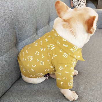 Casual Pet Dog Cotton T-Shirt Pets Fashion Letter Print Clothes For Small Medium Dog Cat French Bulldog Chihuahua Teddy Clothing