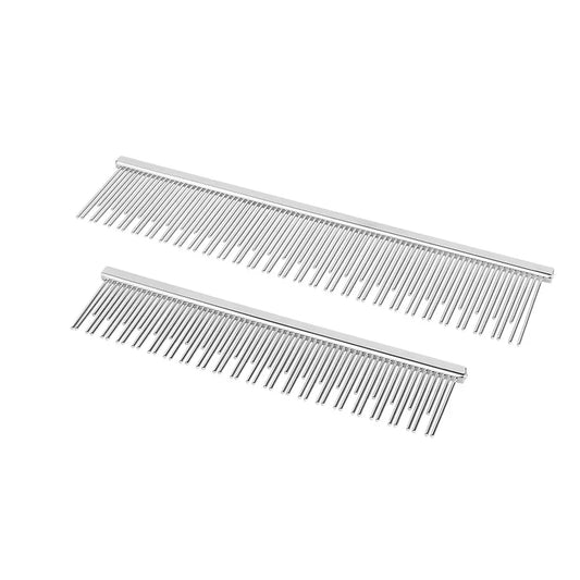 Professional Anti-Corrosion Grooming Comb For Dogs Cats Tapered Stainless steel Pins double teeth pet comb