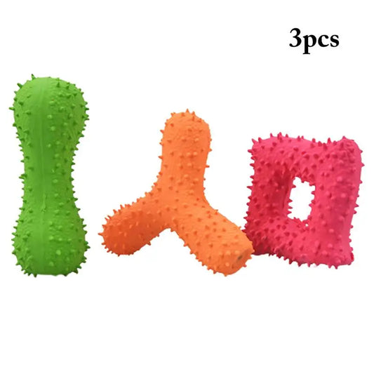 3PCS Dog Teething Toy Latex Squeaky Dog Toothbrush Stick Pet Tooth Cleaning Toy Bite Resistant Teeth Dog Toys Teeth Dental Care