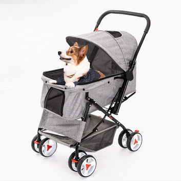 Pet Dog Puppy Cat Travel Stroller Pushchair Jogger Folding Trolley Teddy Trolleys Cage Four Wheels Outdoor Pet Stroller For Dogs