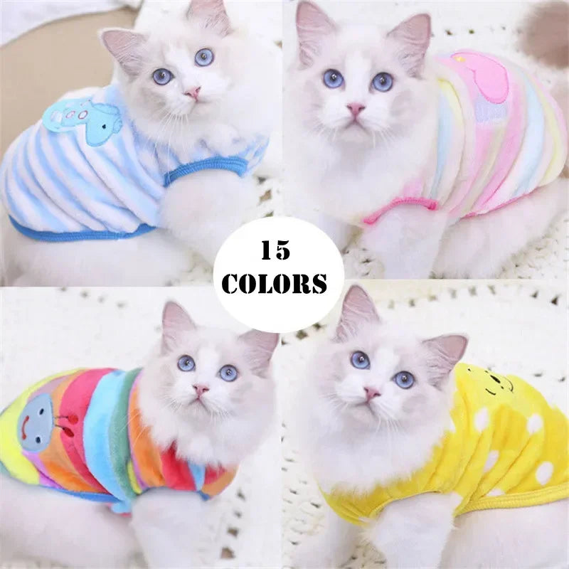 Lovely Printed Pet Clothing for Small Dog Cat Cotton Fleece Puppy Clothes Sweater Clothing Chihuahua Cat Clothes XXS-XL