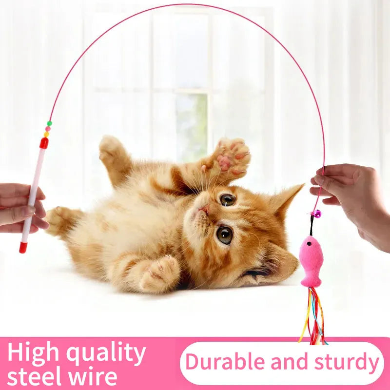 2023 new Cat toys Pet Products cat sticks steel wire feathers cat love fish cat toys cat toys interactive artifacts cat supplies