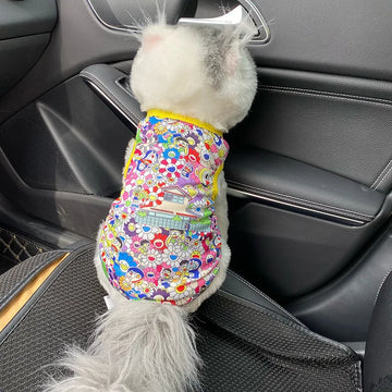 Sun-proof Dog Vests Floral Printed Thin Pet T-Shirt Summer Sleeveless Dog Clothes For Teddy Bichon Sunscreen Outing Dog Costume