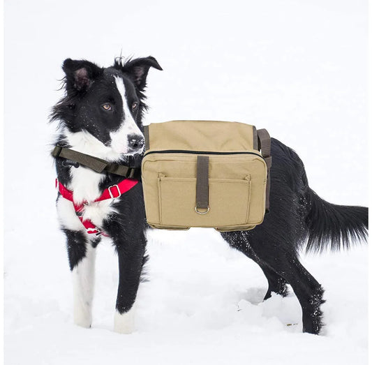 Dog Bag Pet Self Carrying Backpack Canvas Saddle Bag Snack Bag Large Dogs Outdoor Travel Camping Dog Carrying Bag Pet Supplies