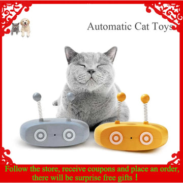 5 in 1 Automatic Cat Toys Funny Pet Teasing Robot Laser Interactive Toys Cat Sticks Spring Ball with Bird Sounds Steering Walkin