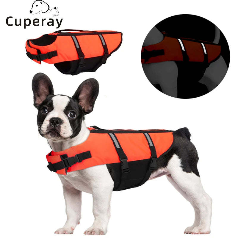 Dog Life Jacket,Dog Swim Life Vest Adjustable Pet Float Vest,Ripstop Puppy Floatation Life Jacket Swimsuit with Rescue Handle