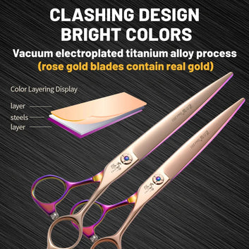 Fenice 7.0/7.5 inch JP440C Pet Grooming Shears Comprehensive Cutting Scissors Straight Tesoura for Dog Grooming Equipment