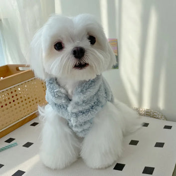 Dog Stripe Vest Plush Thick Coat Dog Vest Pet Dog Clothing Autumn and Winter Puppy Clothes Designer Dog Clothes Dog Costume