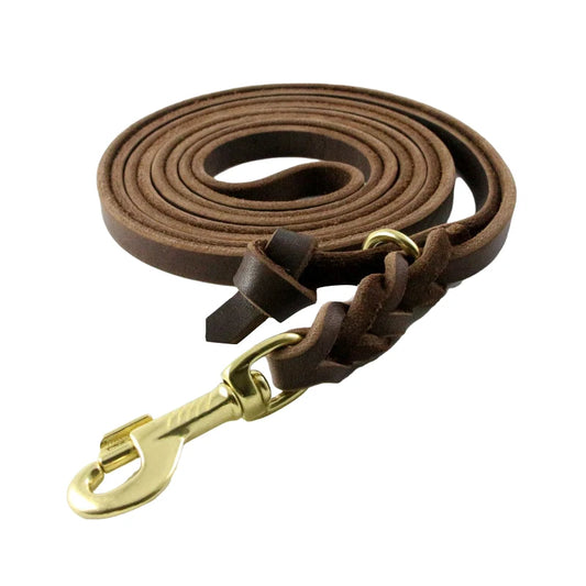 3m long Large Dog Leash Walking Training Lead Braided Real Leather pet Traction rope competition German Shepherd Labrador Dogs