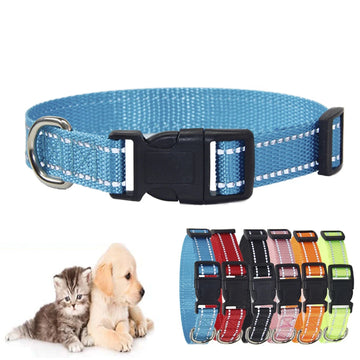 Pet Dog Collar Nylon Reflective Dog Cat Collar Traction Rope Set Small and Medium Sized Chihuahua Teddy Dog Cat Collar Leash Set