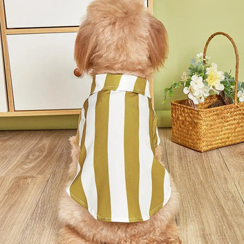 Pet Shirt Striped Short Sleeves Turndown Collar Two-legged Small Medium Dog Puppy T-Shirt