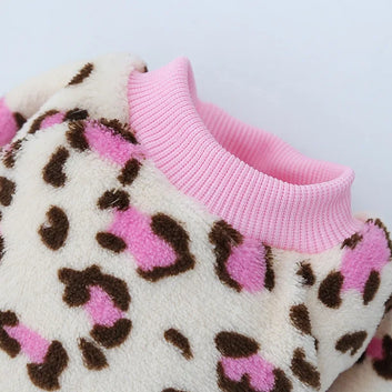 Pet Dog Clothes T-shirt Leopard Print Spring and Autumn Warm Big Dog Large Dog Two Feet Plus Down Golden Retriever Dog Clothes