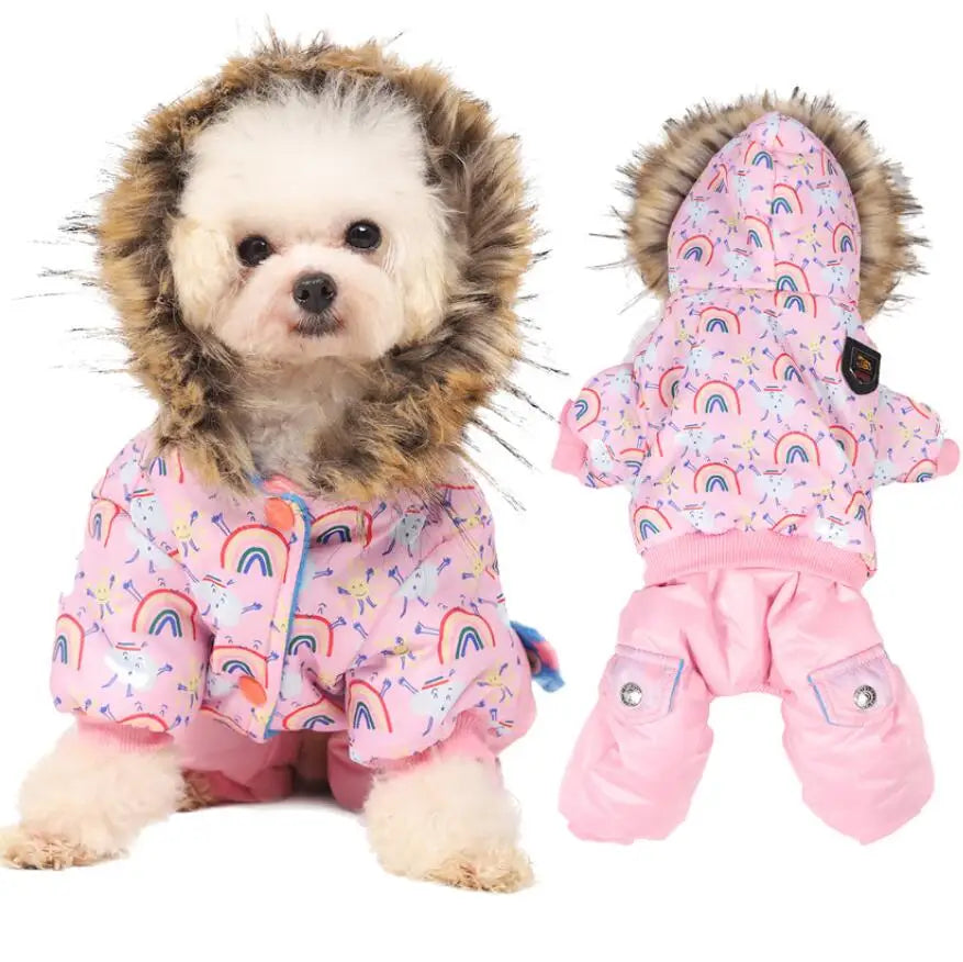 Pet Dog Clothes Winter Warm Coat Three-layer Thickening Pet Jumpsuit Puppy Jacket Dog Hooded Coat for Pet Dog Cat Clothes