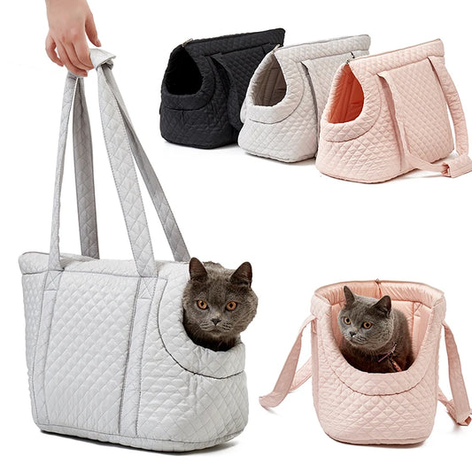 Diamond Quilted Dog Carrier for Small Dogs Super Lightweight Portable Cat Bag Fashion Pet Travel Bag Anti-Escape Puppy Purse