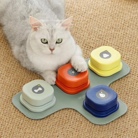 2024 Dog Button Record Talking Pet Communication Vocal Training Interactive Toy Bell Ringer With Pad and Sticker Easy To Use