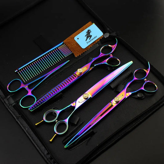 Scissors for Dogs 8 inch Freelander Japan 440C Pet Grooming Scissors Chunker Shears Dog Thinning Shears Curved Add Case