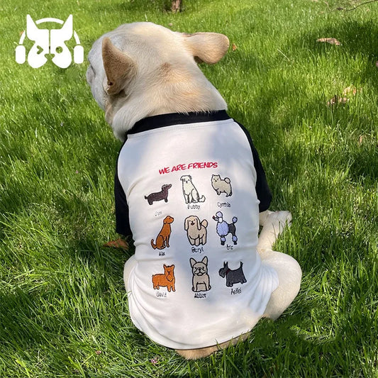 New Designer Pet Dog Summer Cotton Embroidery Vest T-shirt Clothes For Small Medium Dogs French Bulldog Pug Bichon Yorkie YHC125