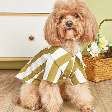 Pet Shirt Striped Short Sleeves Turndown Collar Two-legged Small Medium Dog Puppy T-Shirt