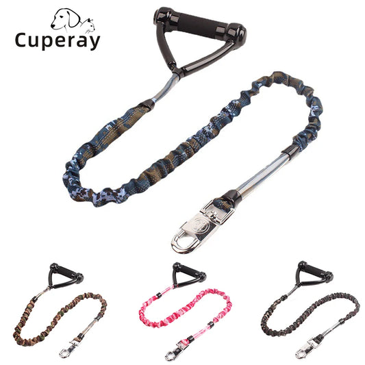 Tactical Dog Leash Strong & Durable Camouflage Stretch Telescopic Pet Leash with Metal Fasteners and Sturdy Handle for Large Dog