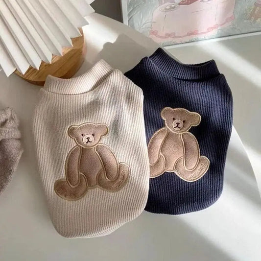 2023 Cute Bear Dog Clothes Winter Teddy Bottom Shirt Puppy Knitted Two Legged Clothes Pomeranian Dog Warm Clothing Pet Supplies